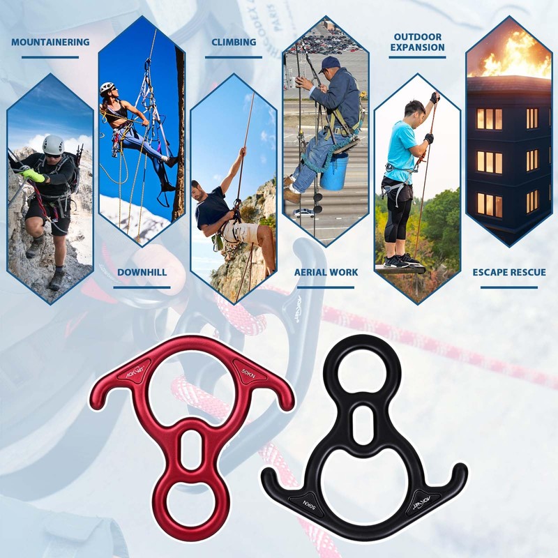 AOKWIT 50KN Rescue Figure, 8 Descender Large Bent-Ear Belaying and
