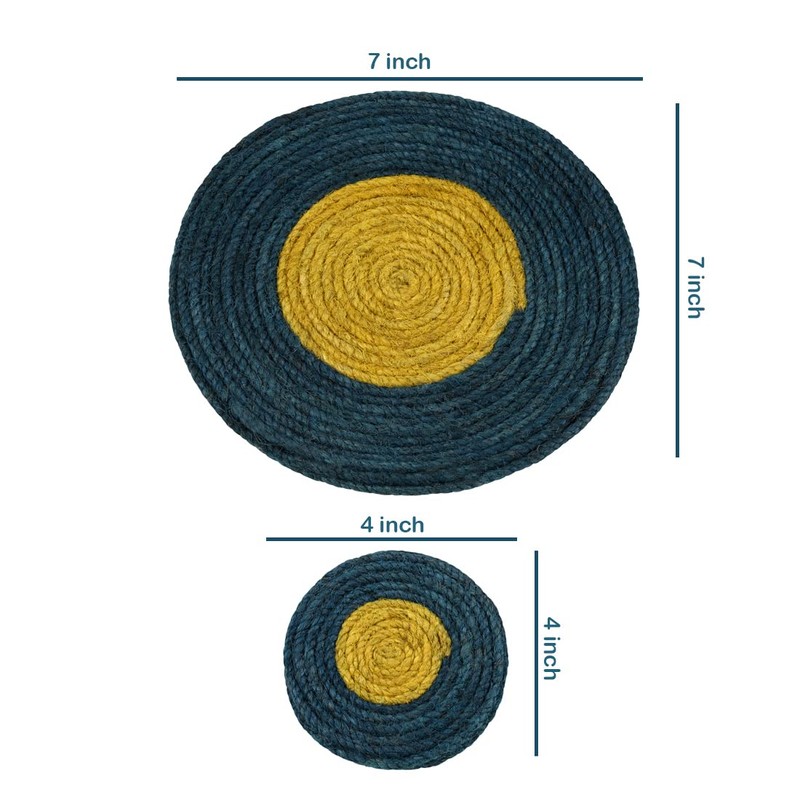Jute Coaster C013, Handmade Coaster Set, Round Design Coasters C013