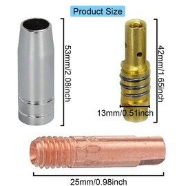 EATBALE 6Pcs MB15 15AK Contact Tip 0.8mm M6 & Tips Holder Difuser & Shield Cup for MB15 15AK MIG Welding Torch