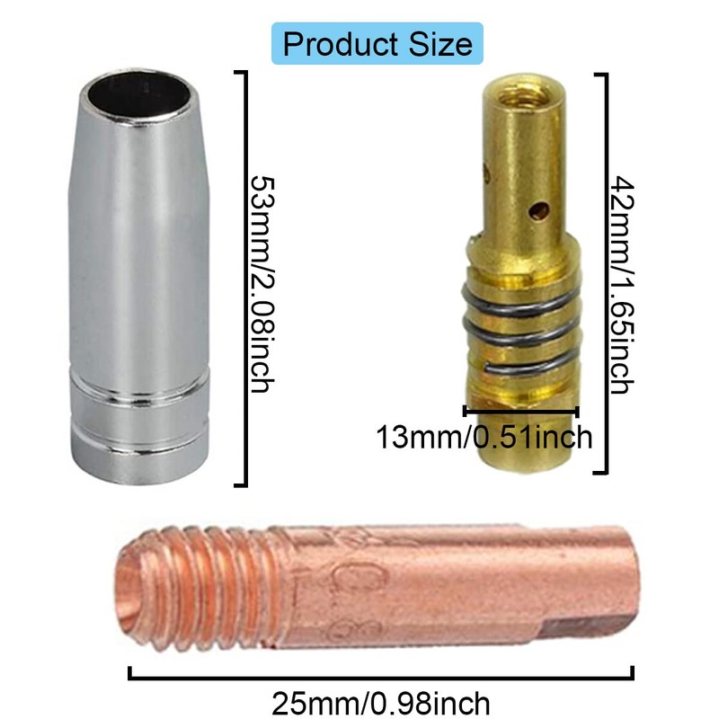 EATBALE 6Pcs MB15 15AK Contact Tip 0.8mm M6 & Tips
