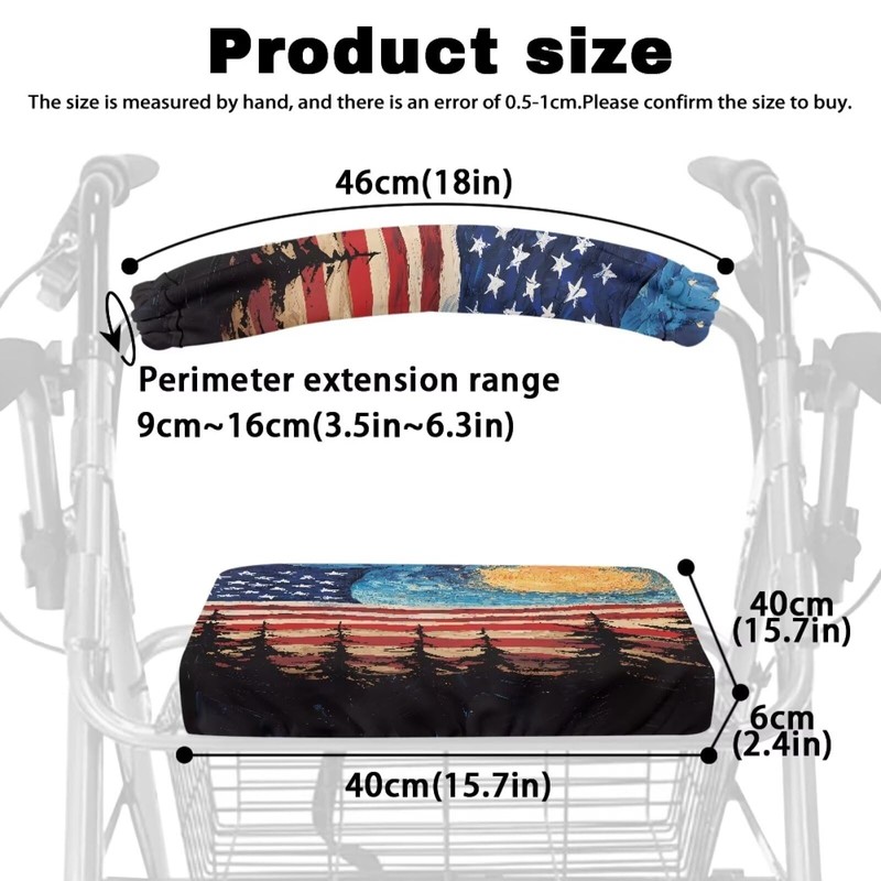 LedBack Walker Seat Cover American Flag Oil Painting Walkers Accessories