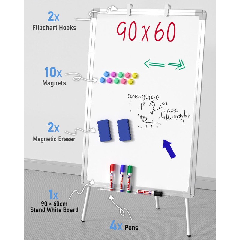 Nicpro Easel Whiteboard with Stand, 36 x 24'' Magnetic Dry