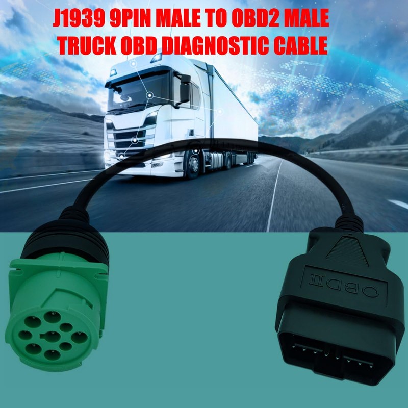 J1939 9Pin Male to OBD2 Male Cable-Heavy Duty Commercial Truck
