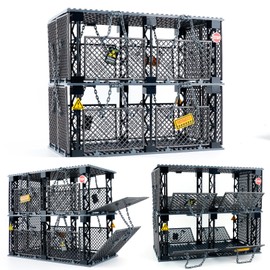 Military Base Cage Animals Accessories: Military Police Jail Chain Building Block Sets,Jurassic Dinosaur Cage Fence Rope Bricks Parts and Pieces Toys (1PCS)