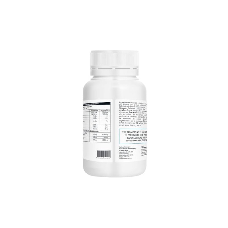Zinc, Vitamina A y Linaza, Cápsulas 500 mg, 60 Cápsulas