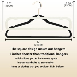 Velvet Pant Hangers, 20pcs Heavy Duty Felt Trouser Hangers for Women and Men, 35cm(L) Slim Adult Clothes Hanger with 360° Swivel Hook, Flocked Jean Hangers for Shorts, Dress (White-Golden)