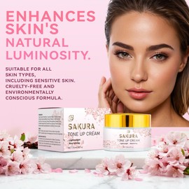Sakura Tone Up Cream Skin Refreshed & Revitalized, Lazy Brightening Cream Quick Makeup Cream Enhances Natural Luminosity, Pre-Make-up Skin Color Correcting Cream 30ml