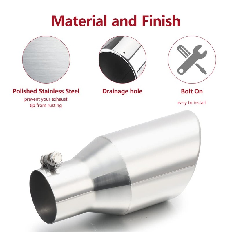 LCGP 2.5 Inch Inlet Exhaust Tip,2.5" x 4" x 9"