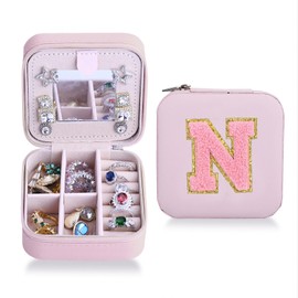 VigorVaul Travel Jewelry Box,PU Leather Travel Jewelry Organizer Case,Portable Jewelry Organizer Travel Box for Earrings,Rings,Necklaces,Jewelry Holder Travel with Mirror