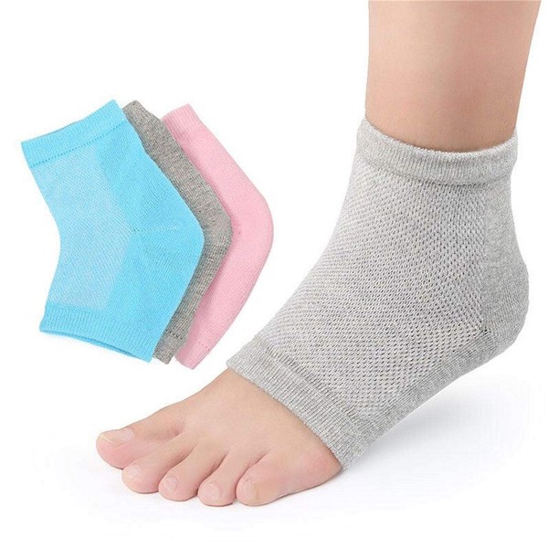 Runee Moisturizing Gel Heel Socks Open Toe For Dry, Hard, Rough, And Cracked Skin - Treatment Care For Softer Heel, 3 Pair