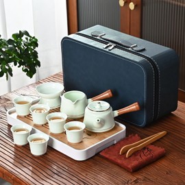 Chinese Tea Set, Kung Fu Tea Set, Gongfu Tea Set, Ceramics tea set, Porcelain Tea Set, Ceba Tea Set, Side handle tea set, White Porcelain Tea Set With 6 Tea Cups, Japanese Tea Set(CebaG 6cups)