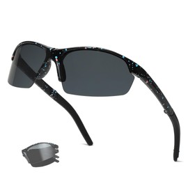 Long Keeper Sports Sunglasses Foldable Cycling Glasses Men Women Windproof Sports Glasses Mirrored UV400 Protection Cycling Glasses for Cycling Running MTB Fishing