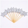 Flairs New York Party Props Decorations Cupcake Toppers (Silver Glitter Mini Stars, Pack of 10 Cupcake Toppers)