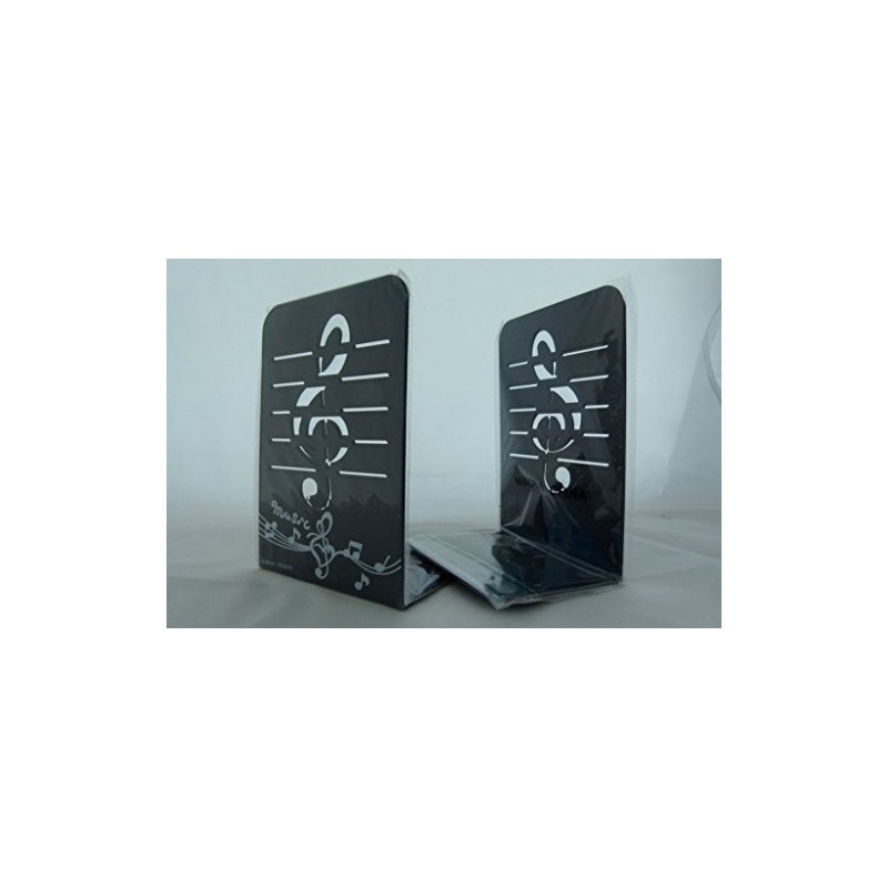 Music Themed Bookend - A Pair of Black Treble Clef