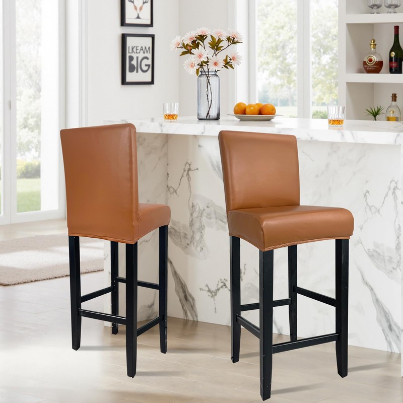 PU Leather Bar Stool Covers with Backs, Waterproof Bar Stool