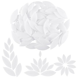 Yoption 100 Pieces Petal Mosaic Tiles, Hand-Cut Stained Glass Flower Leaves Tiles for Art Craft and Home Decorations (White)