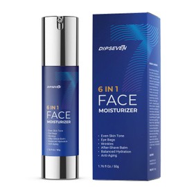 DIPSEVEN 6 in 1 Face Cream for Men: Anti-Aging Mens Moisturizer - Firming Peptide & Hyaluronic Acid & Squalane - Wrinkles Cream Eye Bag Treatment for Men (ocean, 1.7 Ounce (Pack of 1))