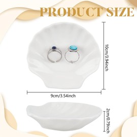 WEBEEDY 2 Stück Muschel Schmuckschale In Weiß Aus Keramik Schmuckablage Ringhalter Schmuckorganizer Keramikschale Für Ohrringe Armbänder Halsketten Bastelperlen Jubiläumsgeschenk