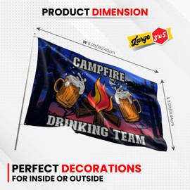 Fun Flags Campfire Drinking Team Flag - Multicolored, 3x5 Feet, UV Resistant, Double Sided, Perfect for Indoor and Outdoor Casual Gatherings