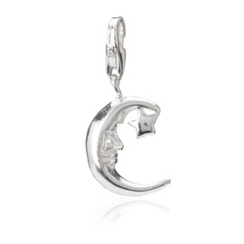 NKlaus 15352 Women's Crescent Moon Charm Pendant 925 Silver 12 x 9 mm Charms for Charm Bracelet Amulet, Silver