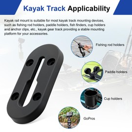 Kayak Track Mount, Kayak Rail Track Mount, Kayak Gear Track Accessories, Kayak Low Profile Track for Fishing Rod Holder, Cup Holder, Paddle Holders, Anchor Cleats (4 in, 4 Holes, 4 Pieces)