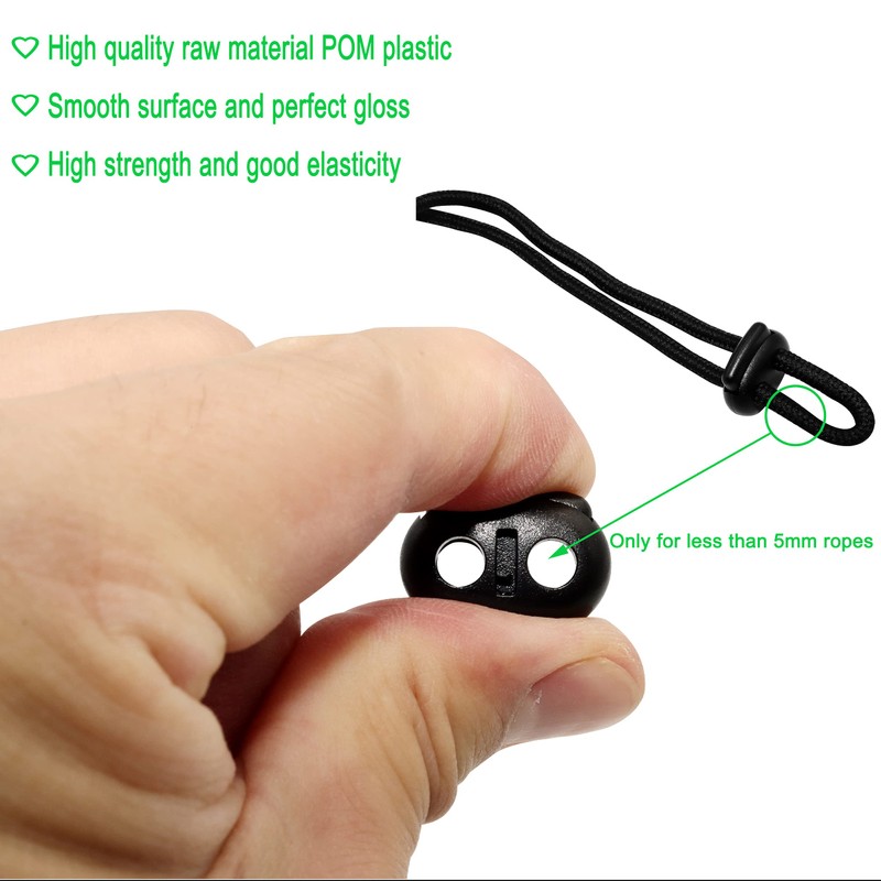 Plastic Cord Locks Double Hole Spring Stopper,Suit for Drawstrings,Bags,Shoelaces,Clothing (10)