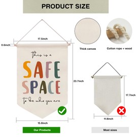 Ainrvteers Safe Space Wall Hanging, Therapy Office Wall Decor, Counseling Banner, School Counselor Office Wall Decor, Classroom Decor, Mental Health Banners, Sensory Room Must Haves (Classics)
