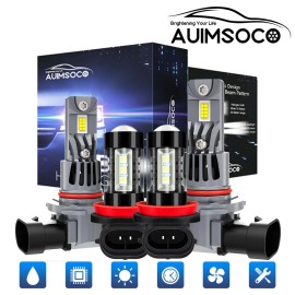 AUIMSOCO For Dodge Challenger 2015-2022 LED Headlight Bulbs Hi/Lo Beam+Fog Light Kit 4Pcs