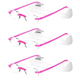 Calabria 715 Flexies Bendable Rimless Reading Glasses +1.50 Fuchsia (3Pack) Men Women Single Power Reader Flexible Bending
