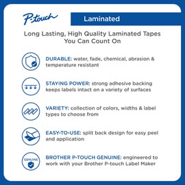 Brother Genuine P-Touch TZE-641 Tape, 3/4" (0.7") Standard Laminated P-Touch Tape, Black on Yellow, For Indoor or Outdoor Use, Water-Resistant, 26.2 ft (8 m), Single-Pack