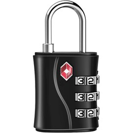 ZHEGE Suitcase Locks Combination, Travel Padlock, TSA Approved Luggage Locks for Suitcase, Backpack, Laptop Bag, Handbag and Tent Zippers, 3 Digit Padlock for Gym (Black)