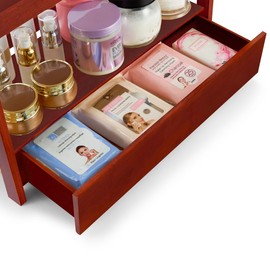 Sorbus Bamboo Bathroom Counter Organizer – 2-Tier Shelf with Hidden Drawer for Vanity, Matcha Station, Bathroom Sink Organizer Countertop, Kitchen & Office Storage (17″ L x 6.5″ W x 12.6″ H) (Brown)