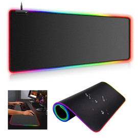 Alfombrilla ratón,alfombrilla para ratón, alfombrilla de ratón rgb,alfombrilla de ratón gamer,impermeable y antideslizante,14 modos de iluminación,alfombrilla de ratón extra grande,300x800x4MM
