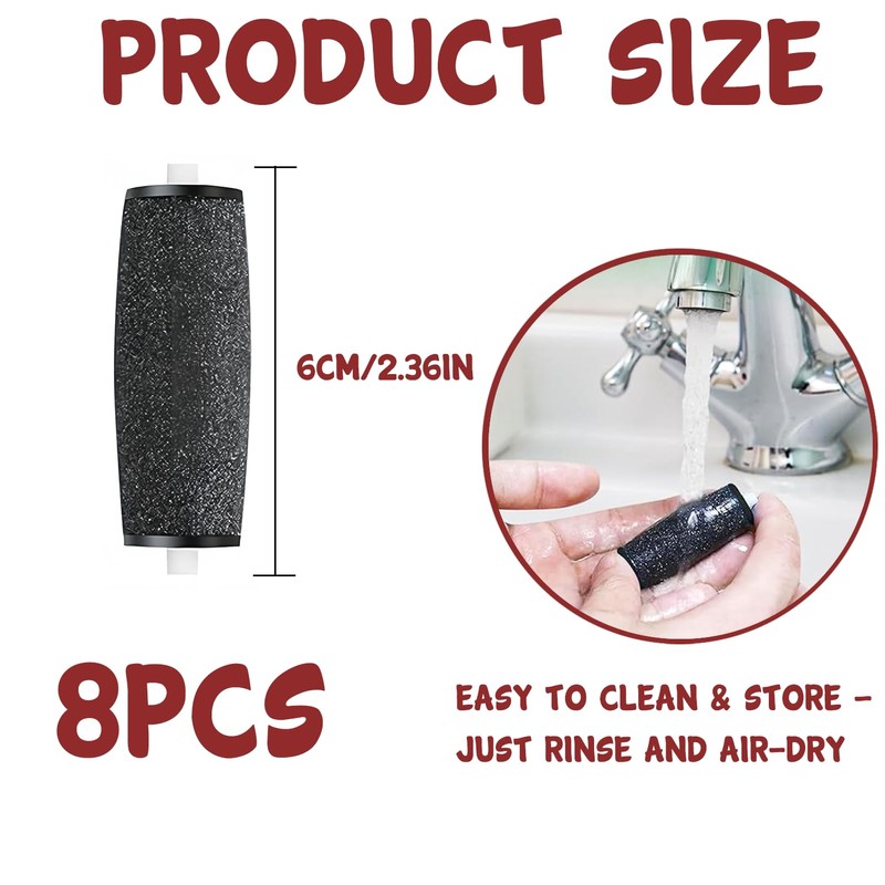 8PCS Foot File Replacement Rollers - Extra Coarse Refill Rollers