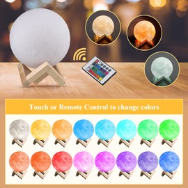 Moon Lamp 3D Print, Moon Lamp Ball 15 cm, Lunalamp with Remote Control, Moonlight Lamp Dimmable, Moonlight RGB 16 Colour Changing