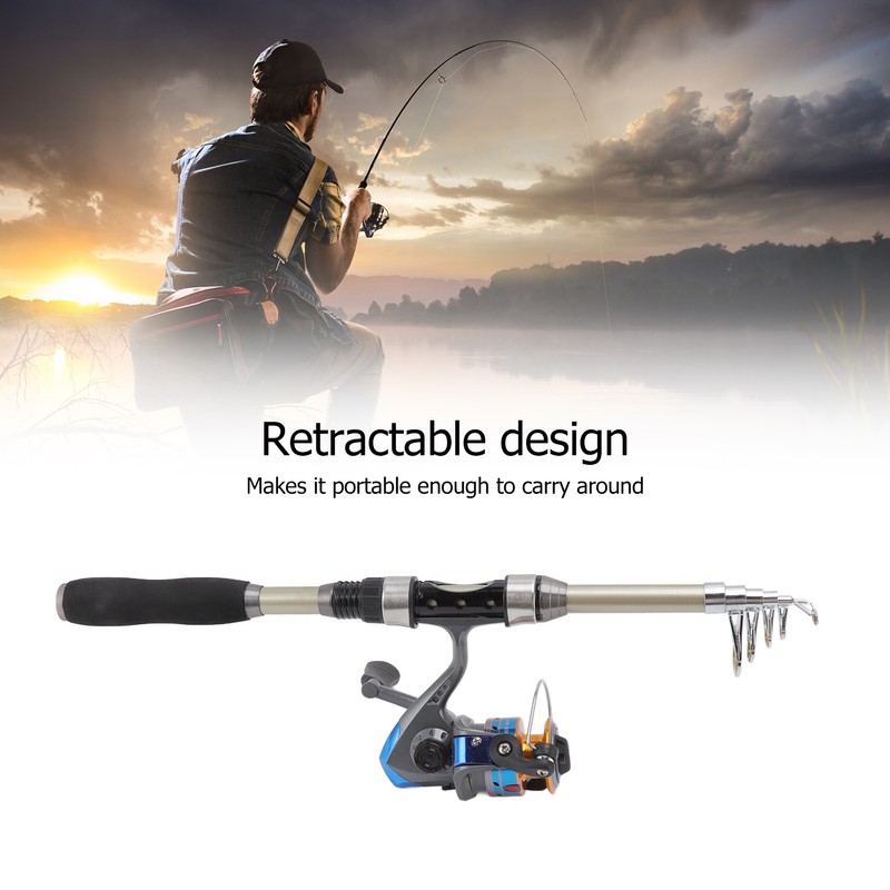 Fishing Pole Kit Carbon Telescopic Portable Durable Lure Rod Set