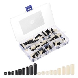 PATIKIL M4 Nylon Spacer Set, 180Pcs Non-Threaded ABS Round Spacer Standoff Assortment Electrical Outlet Spacers for PCB Motherboard, Circuit Board, Switch and Receptacle, Black/White