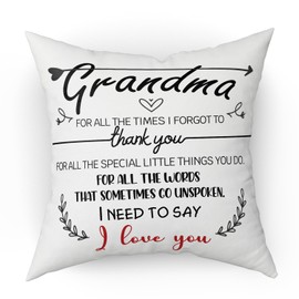 Throw Pillow Cover with Arrow, Grandma, Double Sided Home Waist Pillowcase 18x18 Inch for Bed and Couch, Grandma Gift from Grandchildren, Inspirational Living Room Office Bedroom Cushion Cover -07