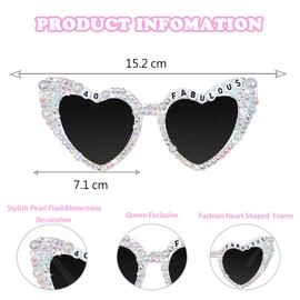 Topfunyy 40th Birthday Glasses for Women - 40&Fabulous - White Shiny Diamond Pearl Sunglasses for Women 40th Birthday Party Decoration