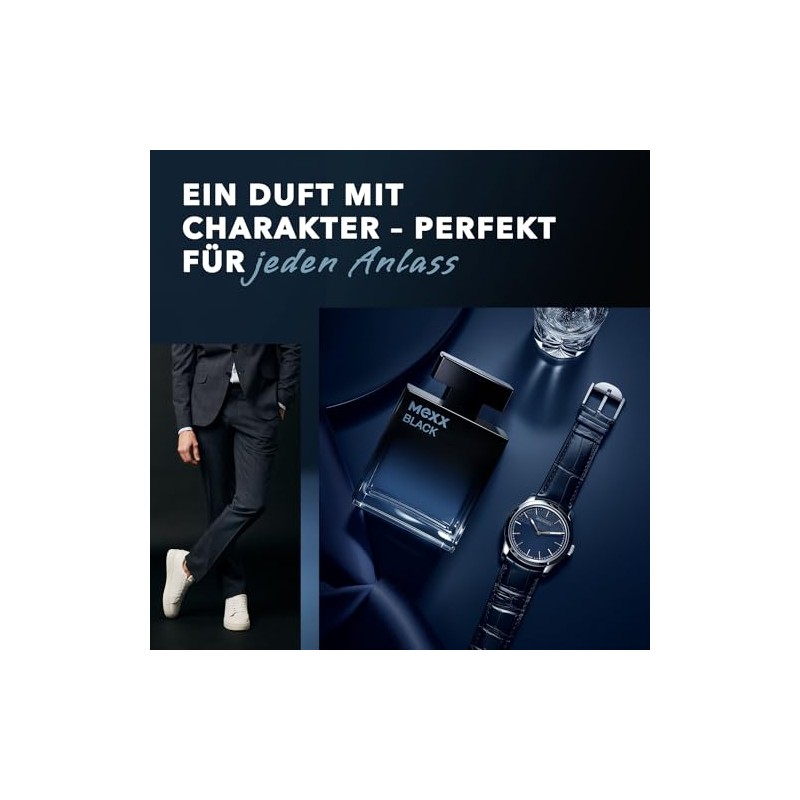 MEXX BLACK Man Eau de Parfume, verführerisch-intensiver Duft mit aquatisch-holzigen
