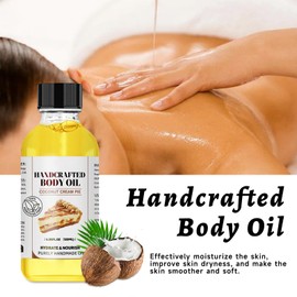 Roseye Coconut Cream Pie Body Oil Handcrafted Coconut Oil for Skin Tropical Dessert Scent Lightweight Non-Greasy Massage Oil for Massage Therapy Vegan Formula for Smooth Soft Skin