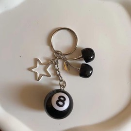 A-yeite Cherry Keychain Magic 8 Ball Keychain with Star Cool Creative Cute Cherry Bag Charm for Handbag Purse Key - Black