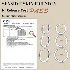 LOLIAS Hoop Earrings Gold 925 Silver Earrings Set with Zirconia AAA+ Hypoallergenic Small Hoop Earrings Sleeping Golden Earrings Hoop Women's Jewellery 6/8/10/12 mm, Sterling Silver