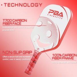 Carbon Fiber Pickleball Paddle - Aerodynamic Throat - Toray T700 Carbon - Extra Spin Tech - Thermoformed Power and Control - 20mm Edgeless Design Racket Come with Paddle Cover
