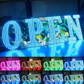 LemonNova RGB 30"x10" Large LED Open Signs for Business Super Bright Unique Design RGB Open Sign with Hanging Installation for Window Stores Bar Hotel Retail Shops Salon Restaurant Office