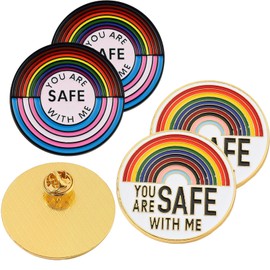 4 Pcs Brooch Pins, You Are Safe With Me, Metal Rainbow Brooch Vintage Pin Nurse Doctor Police Gifts Cute Brooches Inset Pins for Women Girls
