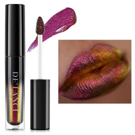 Chameleon Liquid Lipstick Red Green Colour, Shimmer Metallic Colourful Lip Gloss for Women Girls Lips Makeup Gift, Hydrating Waterproof and Durable Lipstick Glossy, Talc Free, #7