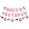 kreat4joy Penguin Birthday Decoration Girl, Winter Theme Happy Birthday Banner