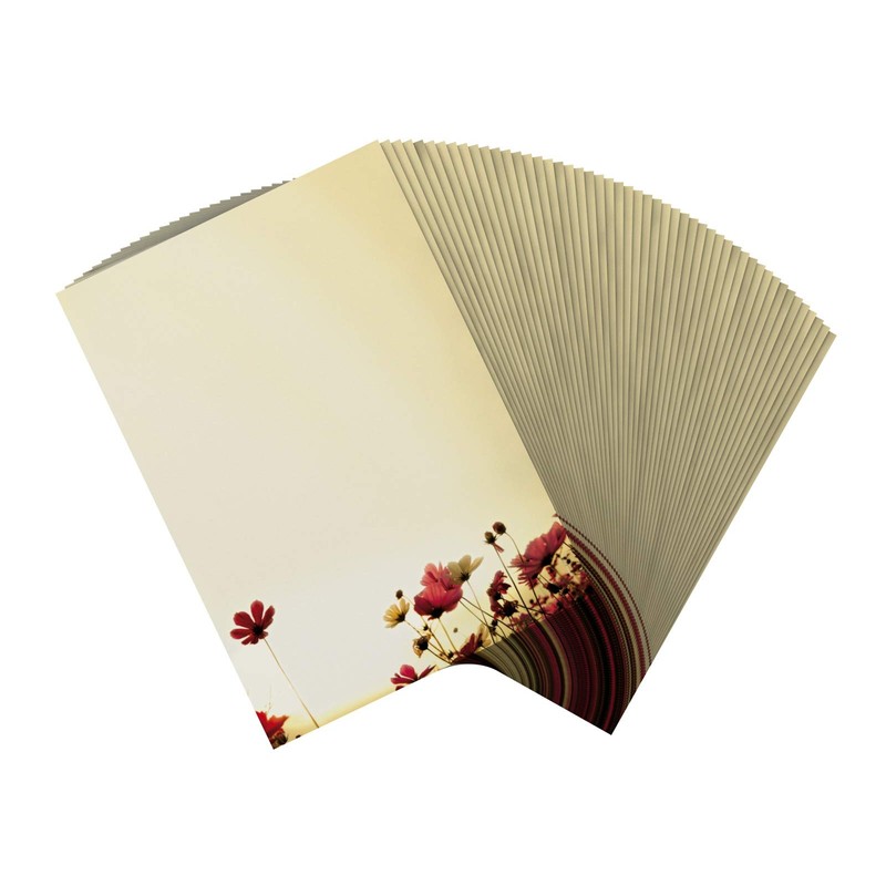 Writing Paper Set 100 Pieces Sunny Flowers 50 Sheets DIN