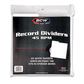 BCW 45 RPM Record Dividers | White | Write-On Index Tab | Archival Quality Polypropylene | Easy Visible 7" Vinyl Singles Organizer | Fits 7" Singles Storage Box